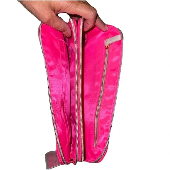 NWT Lilly Pulitzer Pink Grenadine Thompson Cosmetic Bag with Gold Accents - Picture 2 of 4